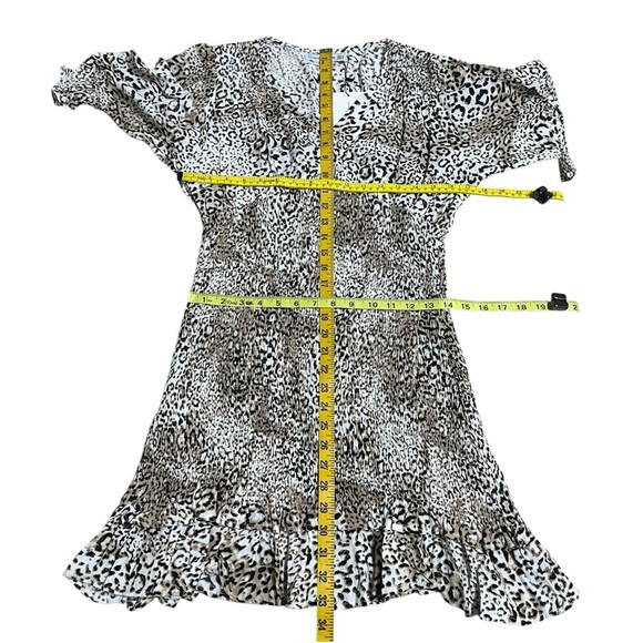 Faithfull The Brand Margherita Signe Animal Print Smocked Mini Dress Medium NWT - Picture 5 of 16